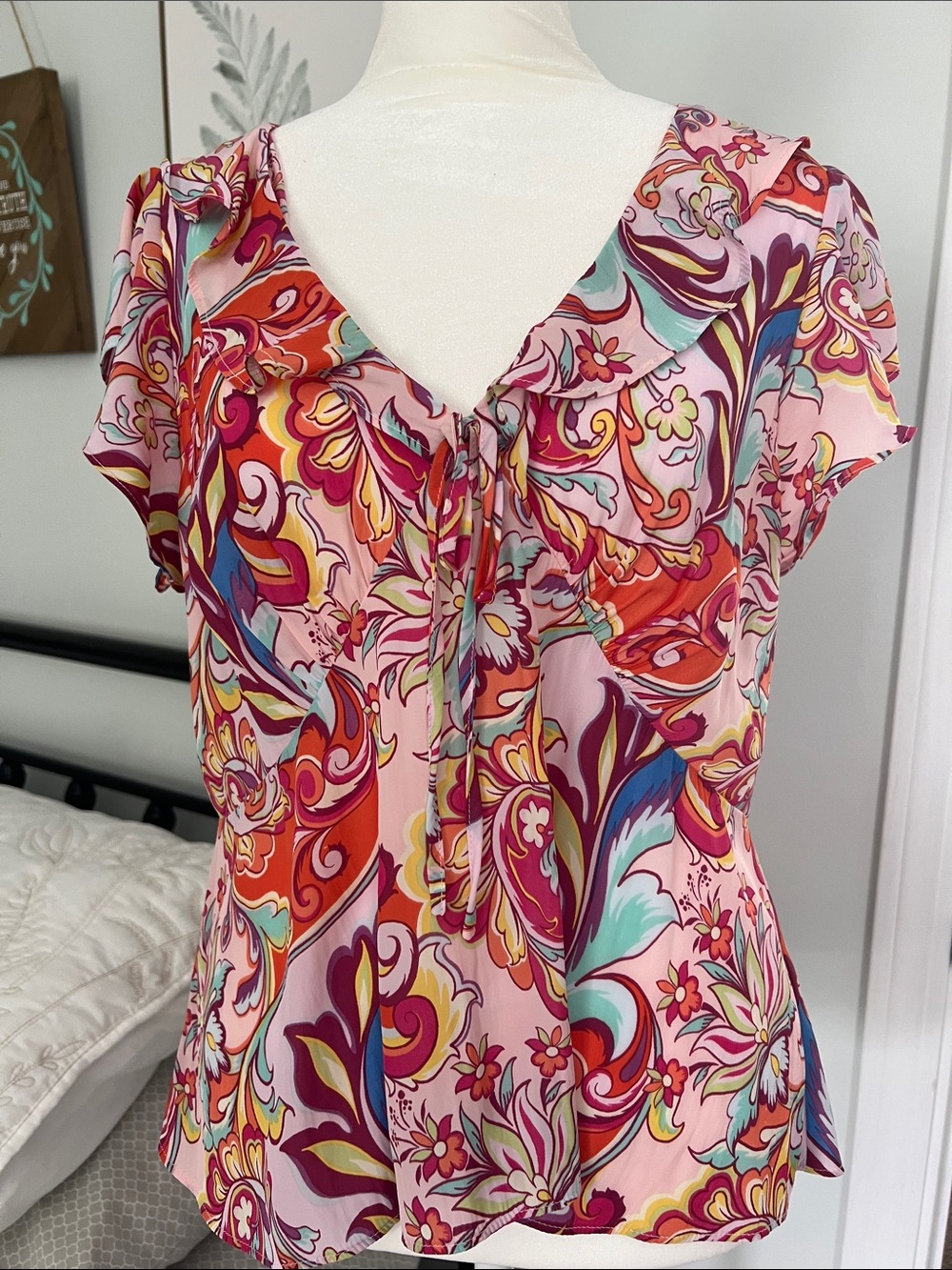 Rose & Olive Pink Multicolor Floral Tie-Front Blouse
